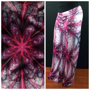 GorGeous Kaleidoscope Pink Black Classy Palazzo Pants Size XL NEW